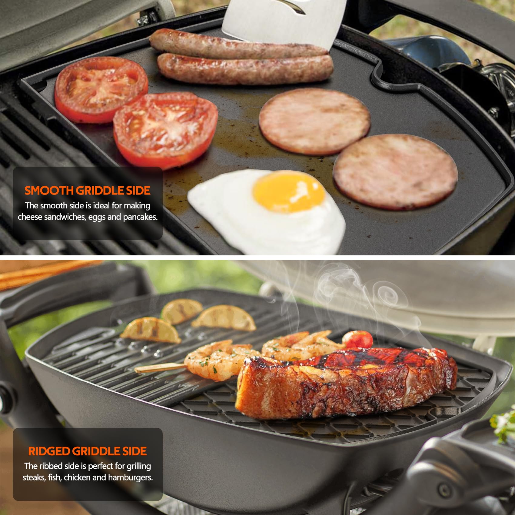 Stanbroil Cast Iron Grill Griddle Replacement for Weber Q300 Q320 Q3000 Q3100 Q3200 Series Gas Grills - Perfect for Outdoor BBQ, Camping & Backyard Cooking - Compatible with Weber 6506