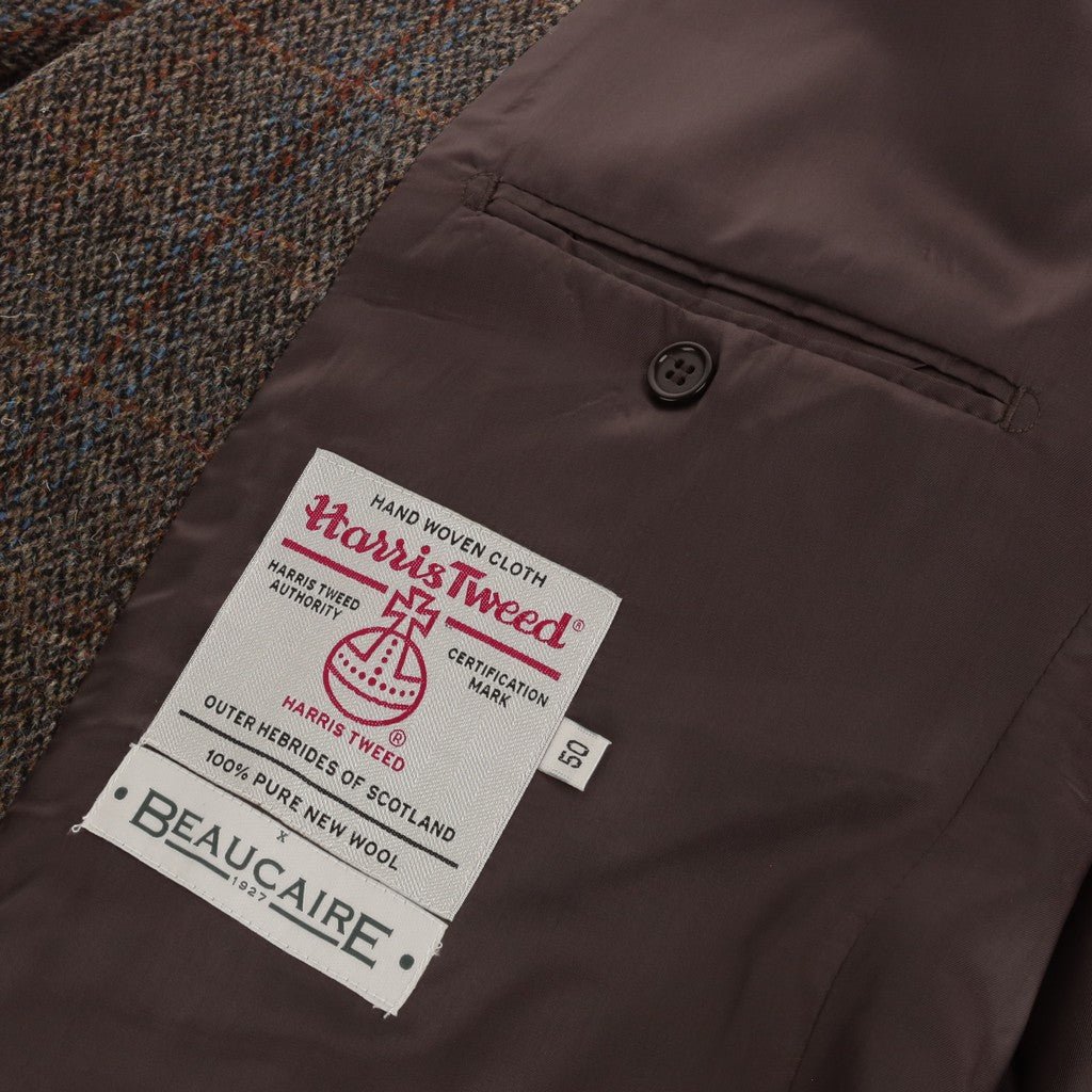 Beaucaire X Harris Tweed Classic Brown Blazer for Men - Timeless Wool Jacket for Business, Office & Formal Occasions