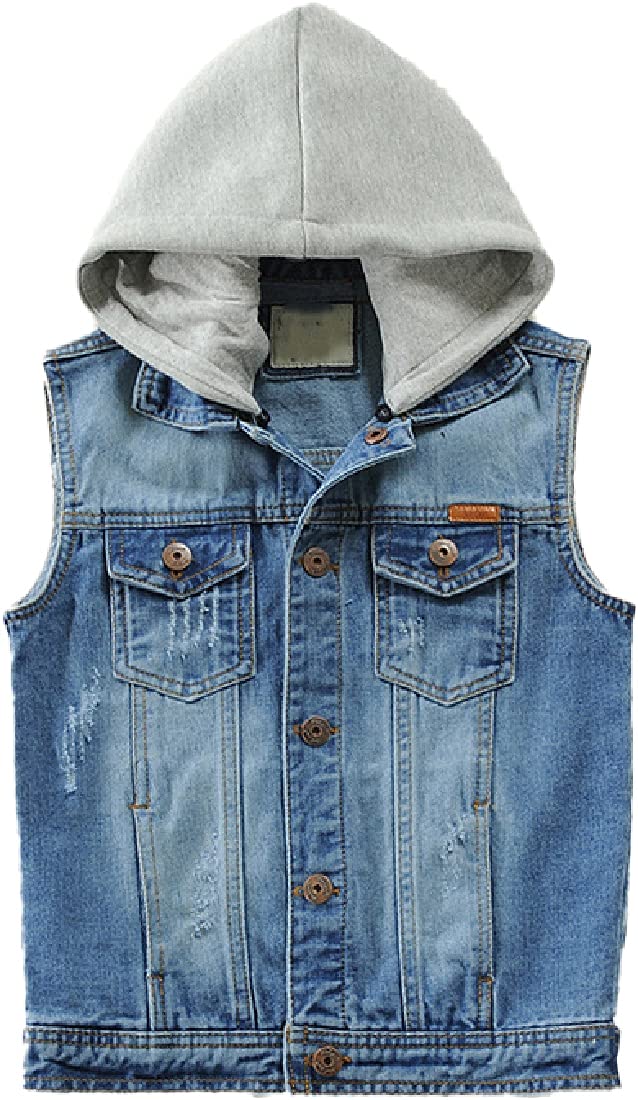 Cromoncent Boys' Hooded Sleeveless Denim Vest Jacket - Stylish Outerwear for Casual Outings and Outdoor Adventures