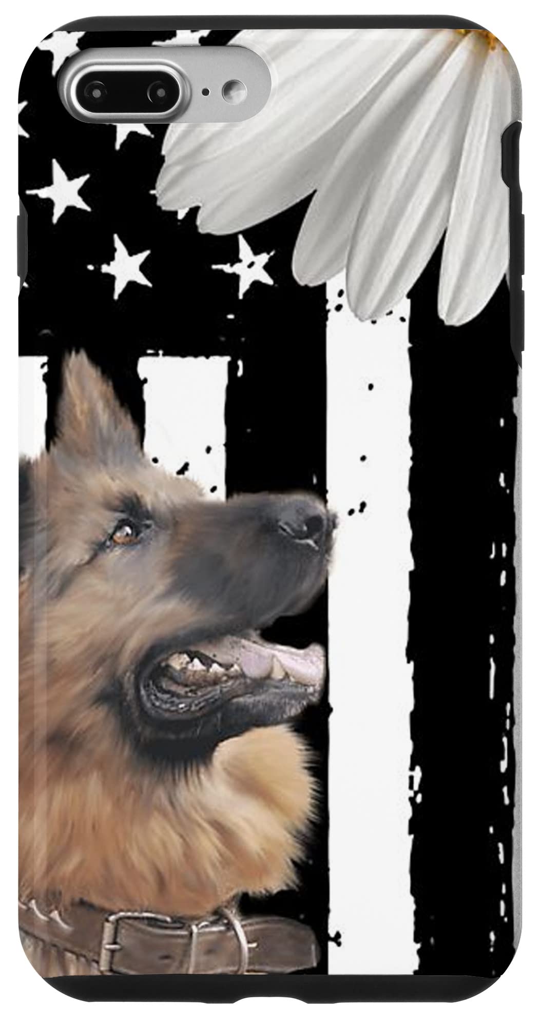 iPhone 7 Plus/8 Plus German Shepherd Case - Durable PC Cover with Floral Design for Daily Use