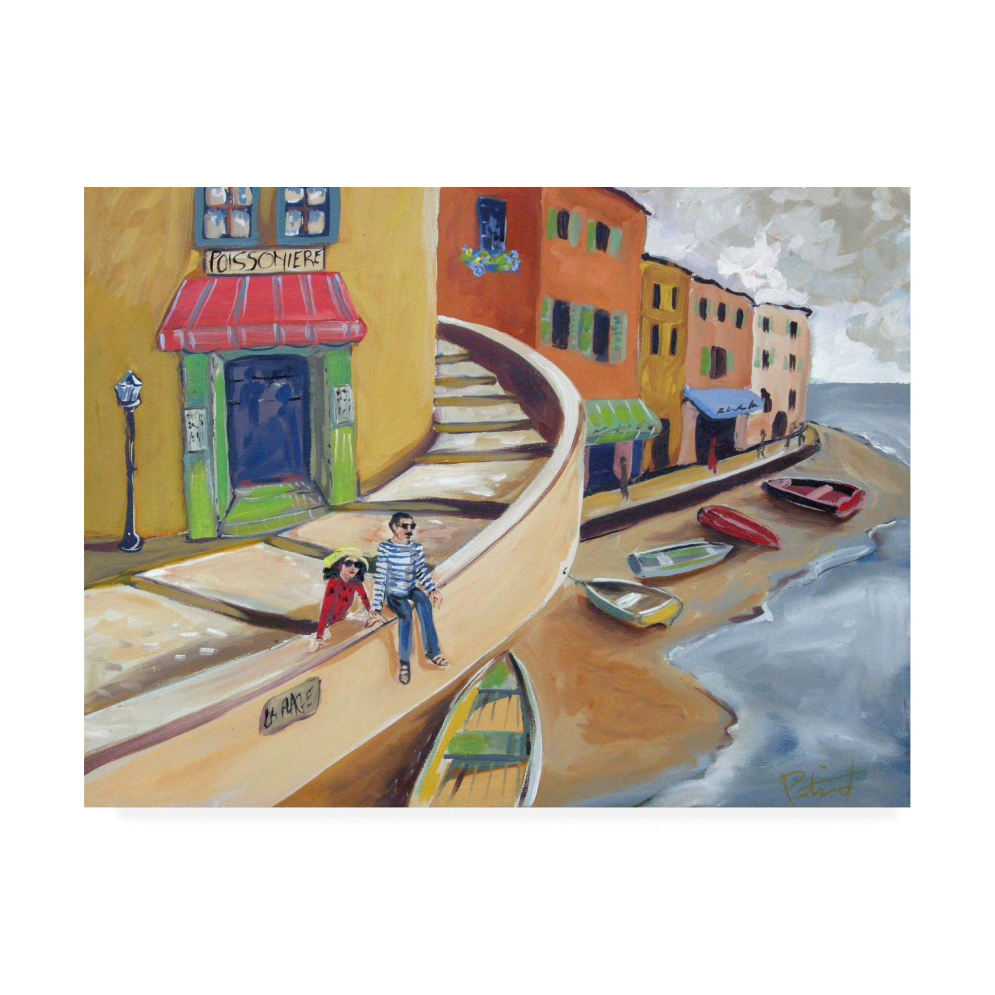 Trademark Fine Art 'Sitting On The Coast' by Patricia A. Reed - 35x47 Inches Coastal Landscape Painting - Perfect for Beach House Decor, Living Room Wall Art & Office Wall Decor
