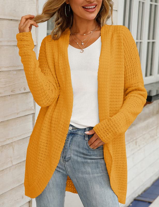 JASTIE Women's Open Front Cardigan - Chunky Knit Lightweight Sweater with Long Sleeves | Casual Solid Color Outwear for Fall & Winter | Perfect for Office, Lounge & Coffee Dates