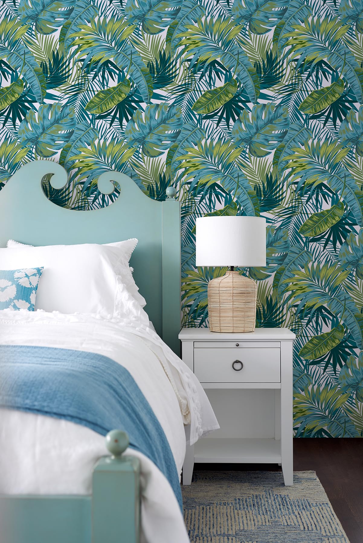 Bangalow Tropical Palm Peel and Stick Wallpaper - Self-Adhesive Removable Wallpaper for Home Decor, Bedroom, Living Room, Nursery - Easy to Install Tropical Leaf Design