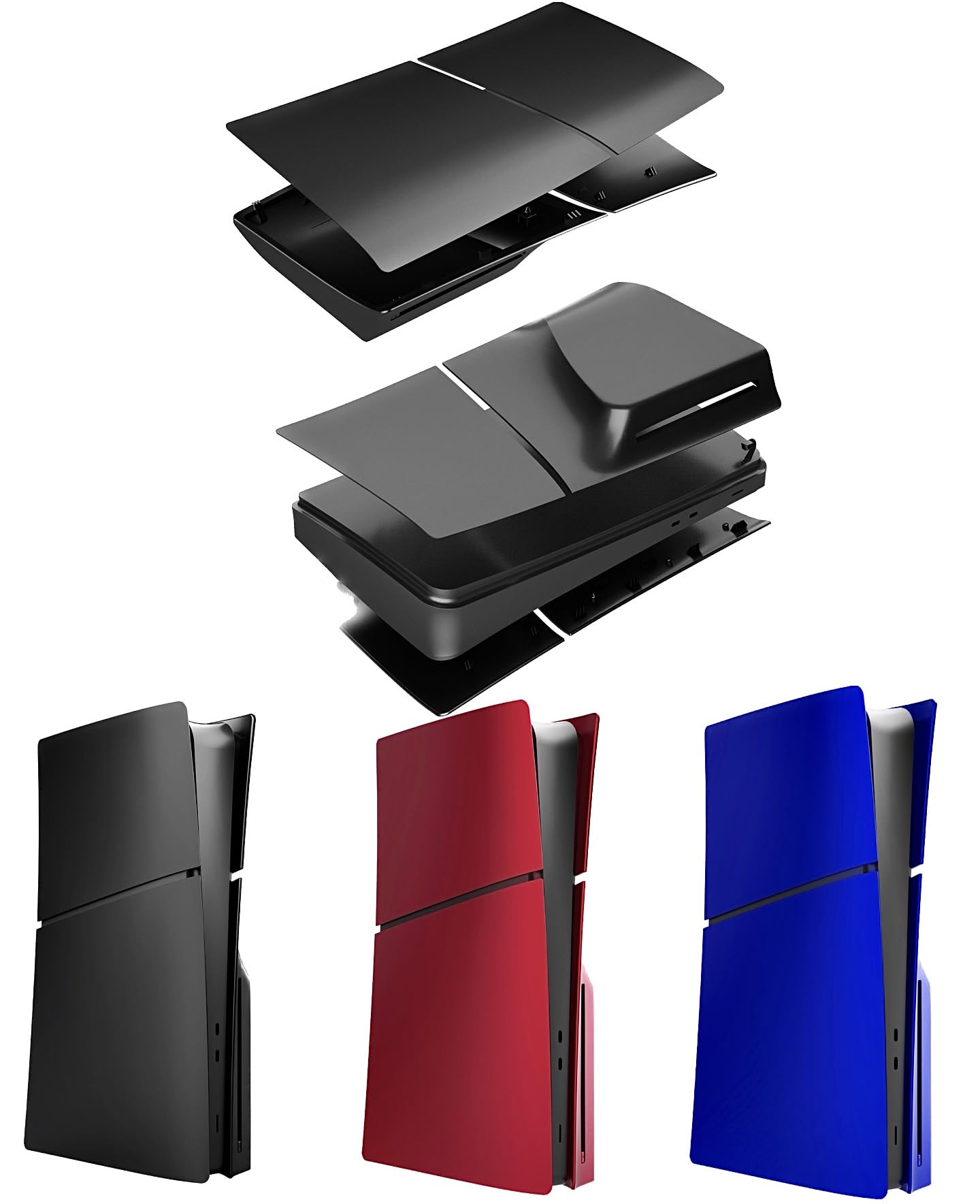 PS5 Slim Protective Case Cover - Black Shell Skin Faceplate for Optical Drive Version | Durable Scratch-Resistant Design | Perfect for Gaming Setups & Home Entertainment Systems