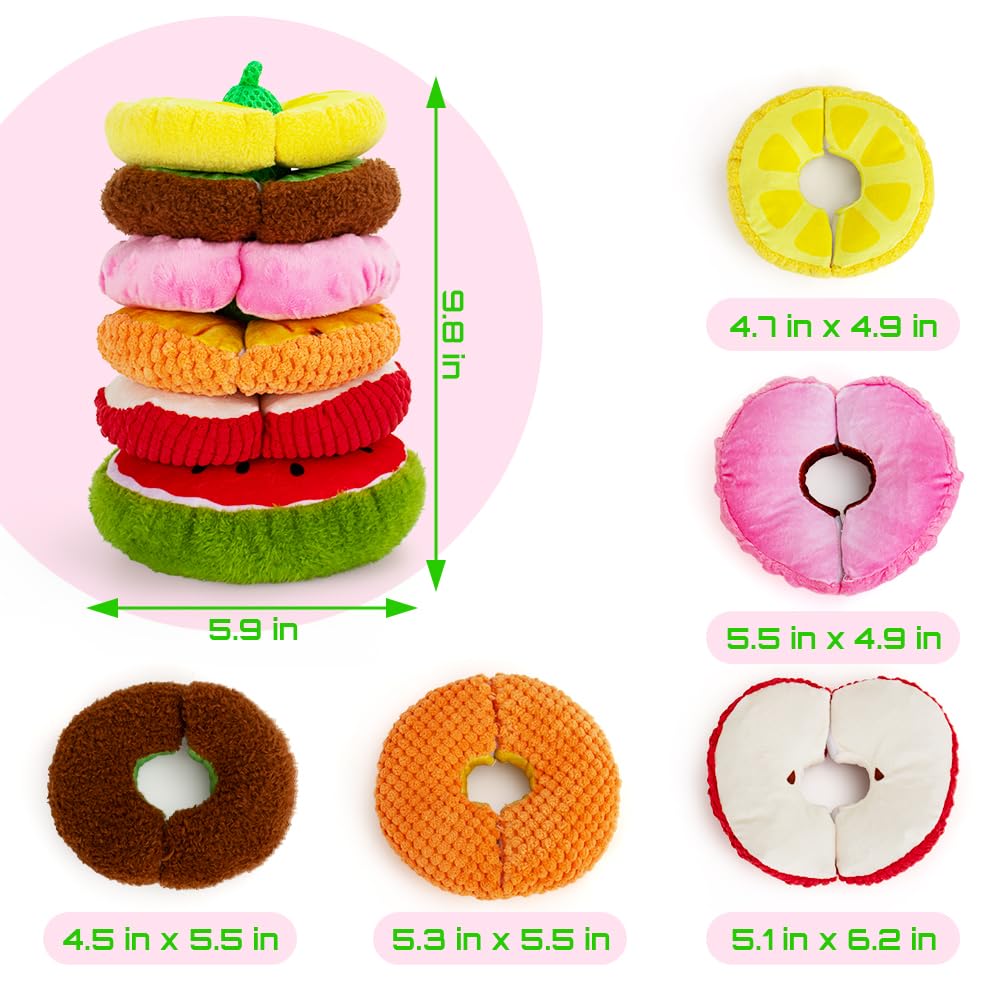 Beetoy Baby Stacking Toys - Sensory Fruit Toys for Toddlers with Different Textures, Crinkle & Squeakers | Preschool Learning Activities, Classroom Must-Haves | Perfect for Early Childhood Development & Montessori Play