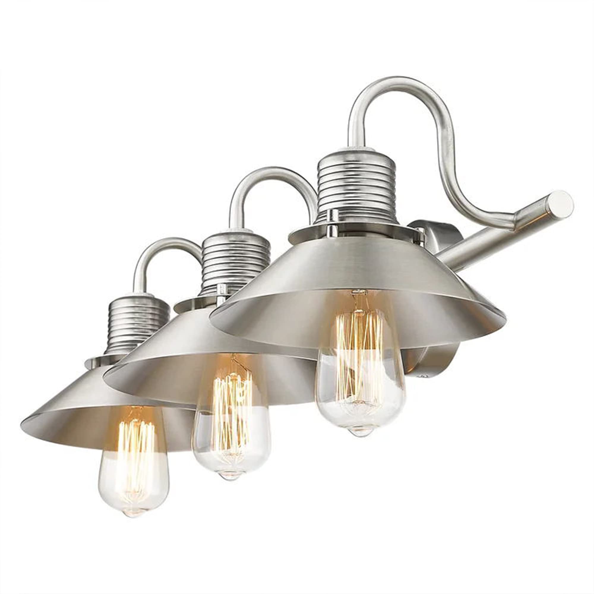 EAPUDUN 3-Light Brushed Nickel Bathroom Vanity Light - Modern Metal Frame Mirror Sconce Wall Lighting for Bathroom, Vanity Table & Dressing Room - Perfect for Above Mirror Installation (WLA1259-BNK)