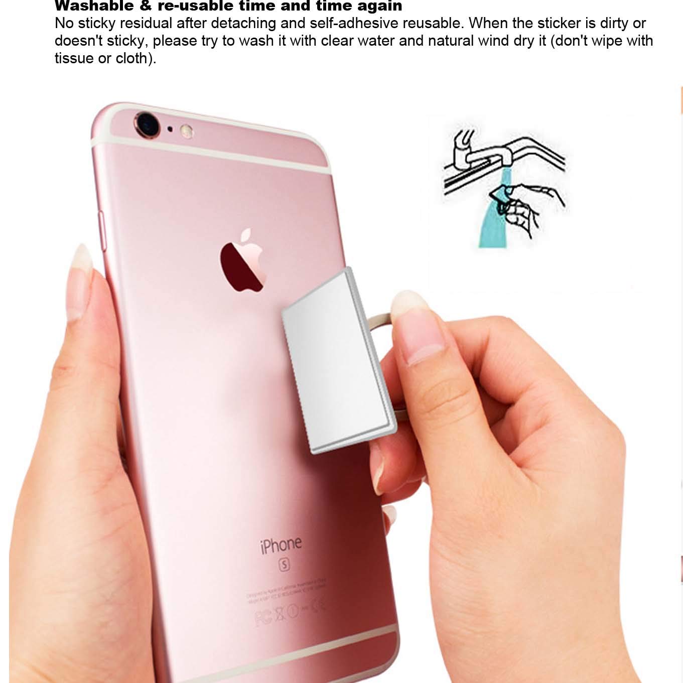 2-Pack Universal 360° Rotating Cell Phone Finger Ring Holder, Collapsible Kickstand & Hand Grip for iPhone Xs Max/XR/X/8/7/6/6s Plus/5s, Silver Mobile Accessories - Perfect for Travel, Work & Selfies