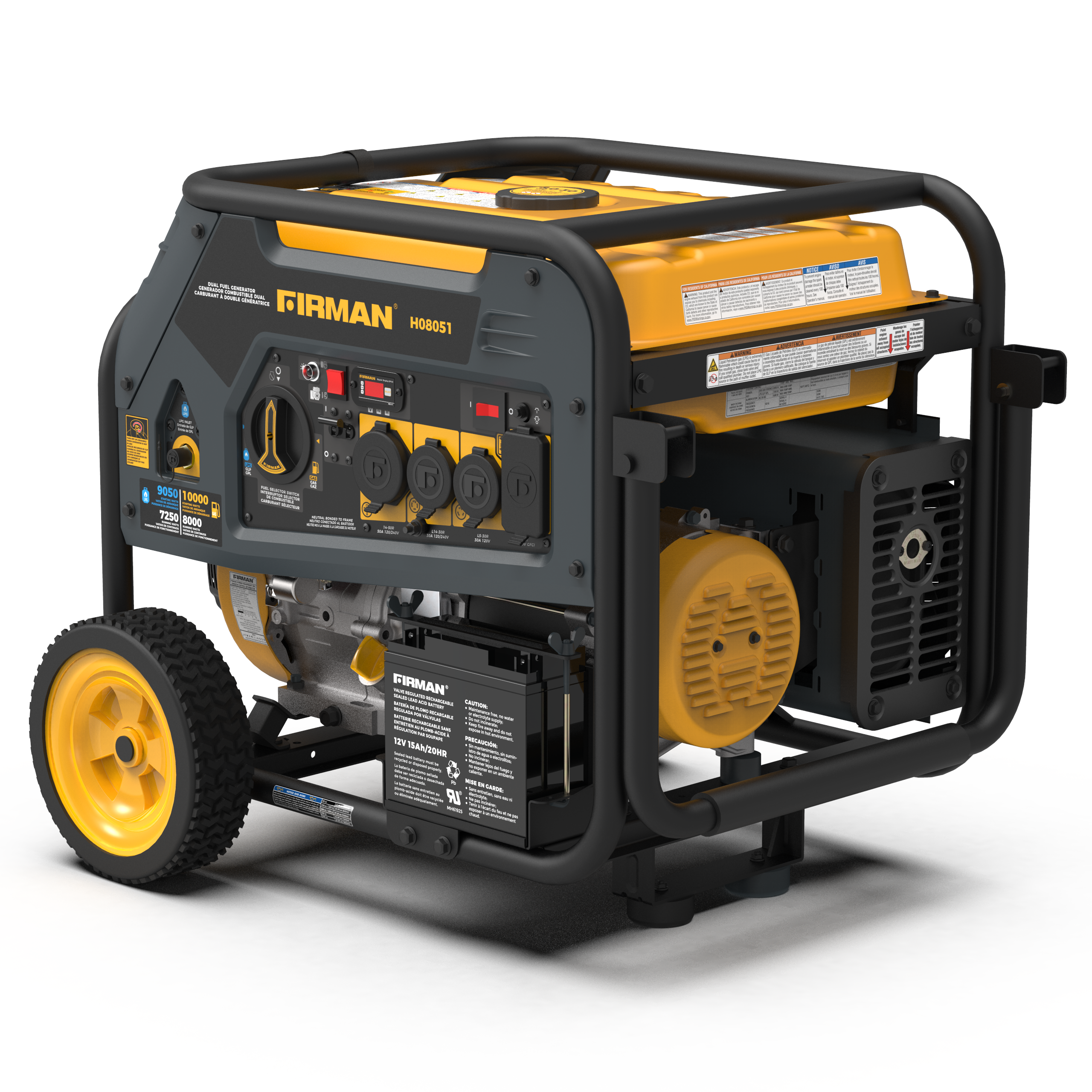 8000W Dual Fuel Portable Generator with Electric Start - 120V/240V Output for Camping, RV Trips & Home Backup Power