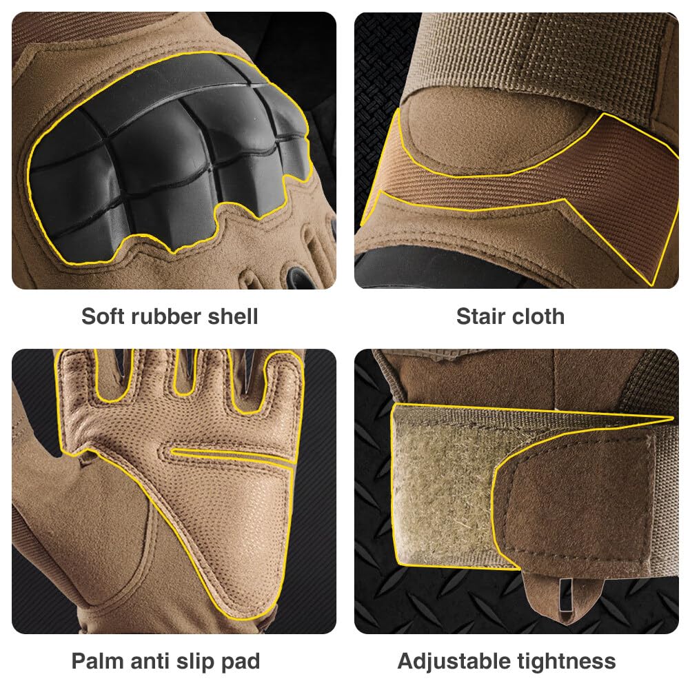Men's Touchscreen Work Gloves with Knuckle Protection - Outdoor & Motorcycle Use