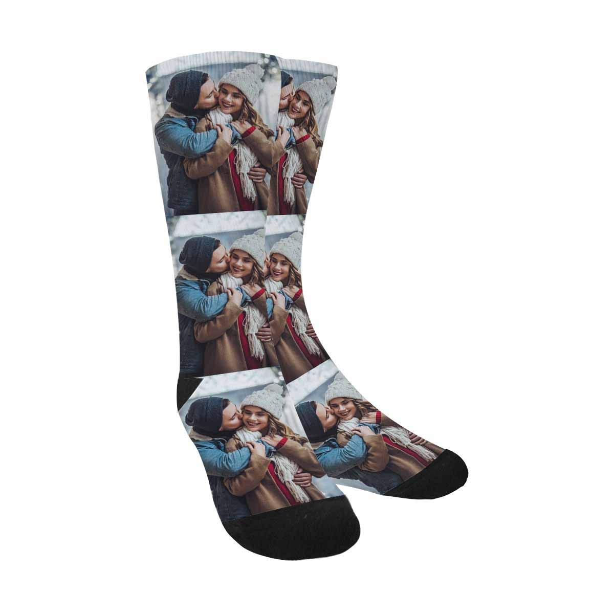 Custom Printed Photo Face Socks - Personalized Picture Crew Socks for Men & Women - Great for Gifts, Couples Matching & Special Occasions