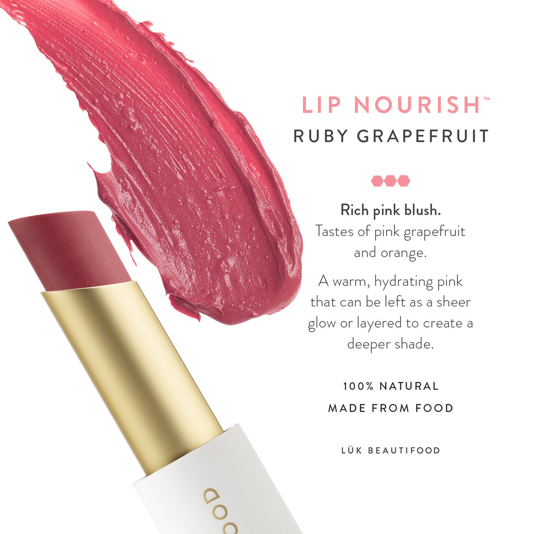 Lip Nourish™ Ruby Grapefruit Flavored Lip Balm - Hydrating & Moisturizing Lip Care for Dry, Chapped Lips - Perfect for Winter Skincare & Daily Use