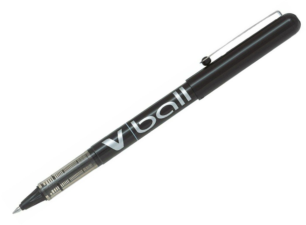 Pilot VBall Liquid Ink Rolling Ball Stick Pens - Extra Fine Point (0.5mm) - Black Ink - 12-Pack (35200) - Smooth Writing for Office, School & Note Taking