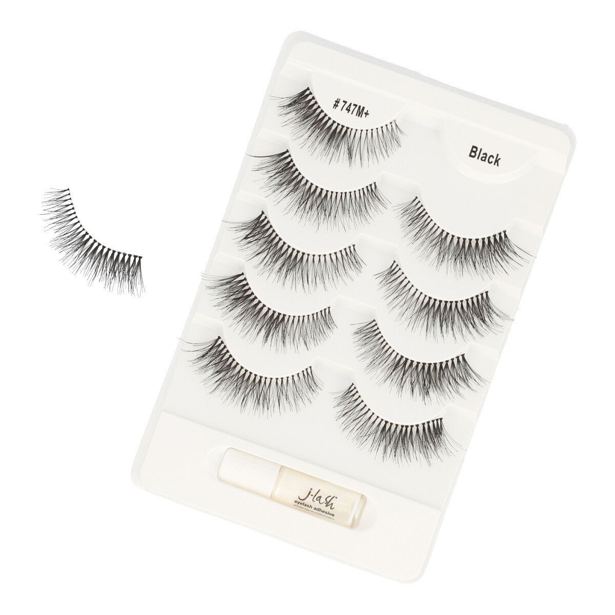 Multipack False Eyelashes J 747M+ with Glue - Natural & Dramatic Look for Parties, Weddings & Special Events