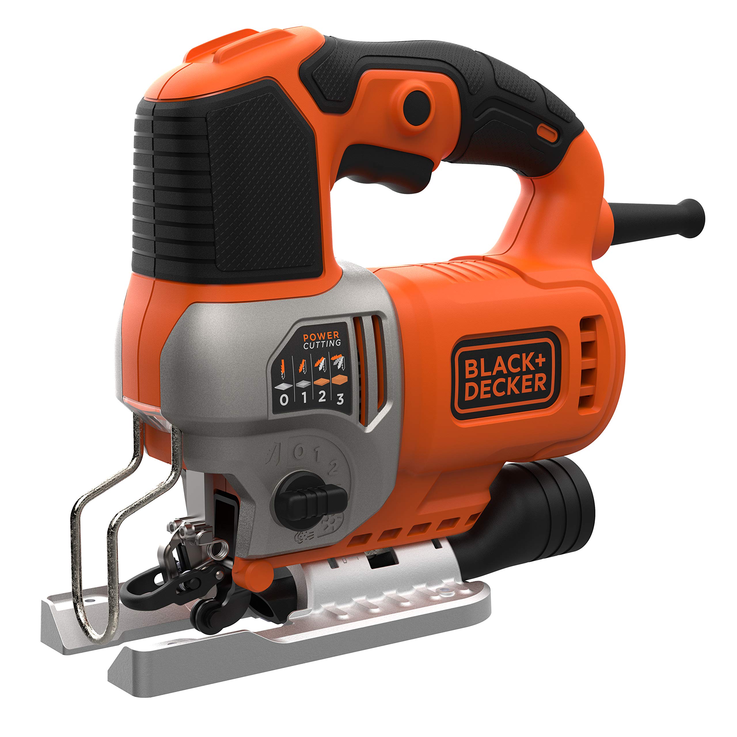 BLACK+DECKER BES610K-QS 650W Jigsaw with 1000-3100 CPM Speed, 19mm Cutting Length, 45°/45° Bevel Cutting, Tool-Free Blade Change - Perfect for Woodworking, Metal Cutting & DIY Home Projects