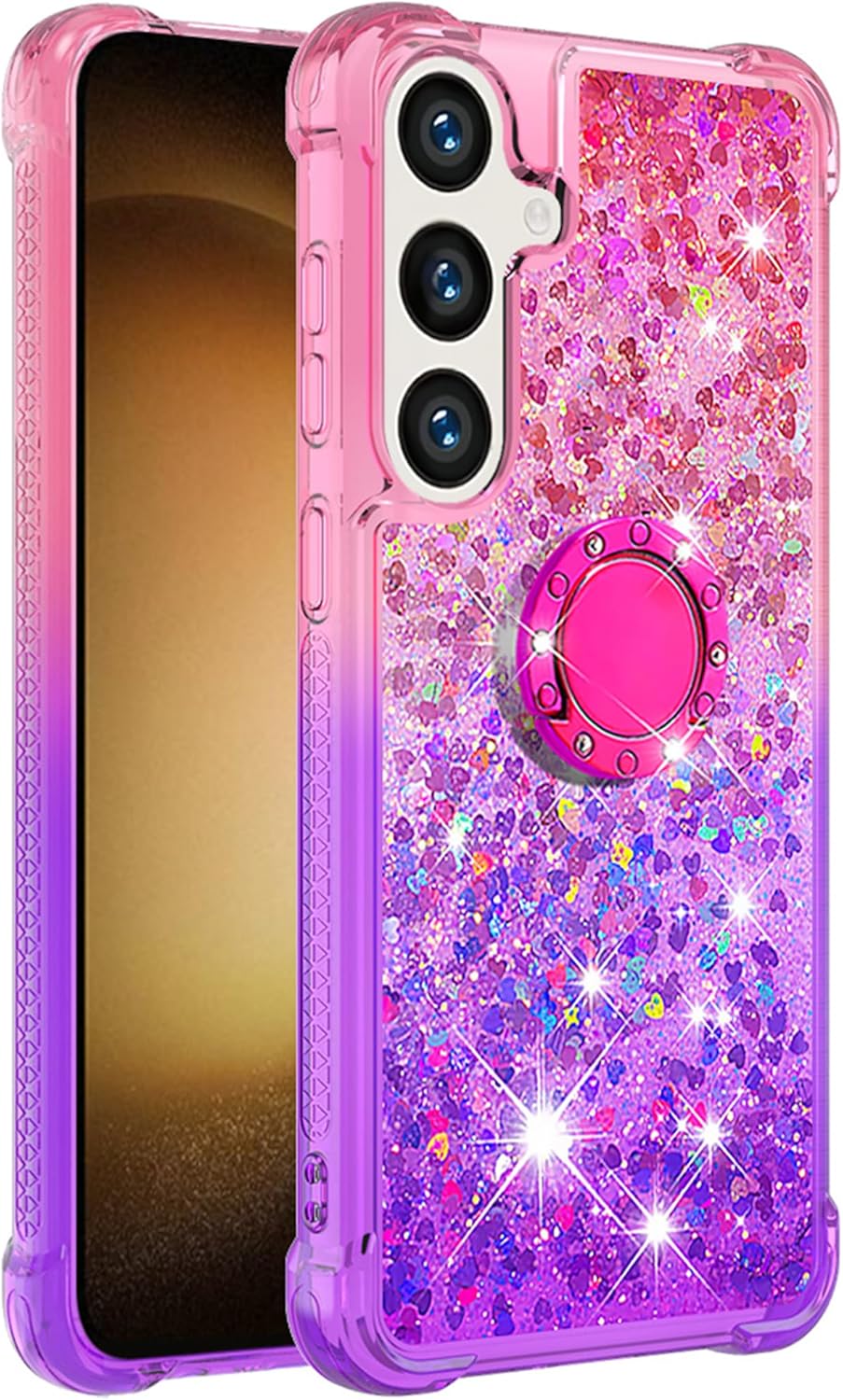 Samsung Galaxy S25 Plus Case with Glitter Design, Kickstand & Gradient Quicksand Texture - Perfect for Everyday Protection & Hands-Free Viewing