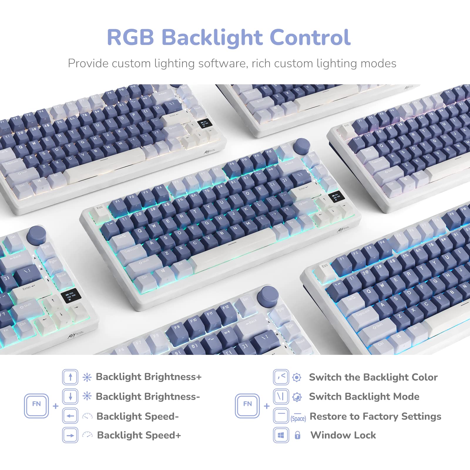 RK ROYAL KLUDGE M75 75% Wireless Mechanical Gaming Keyboard - OLED Smart Display, Volume Knob, RGB Backlit, Hot-Swap Fast Silver Switch, 2.4G/USB-C/BT Triple Mode, Gasket Mounted (81 Keys) - Perfect for PC Gaming, Office Work & Typing Enthusiasts