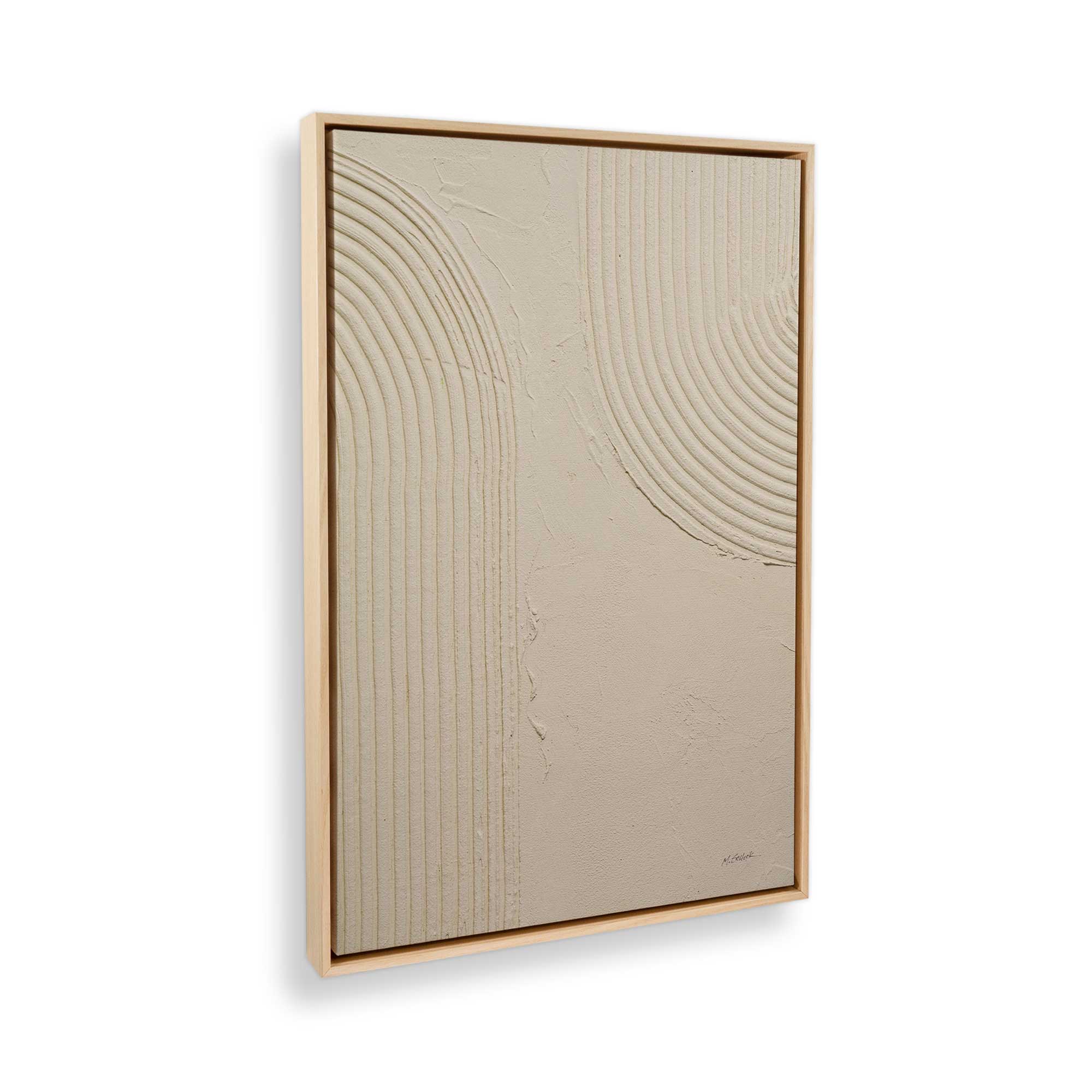 Beige Abstract Echoed Curves Canvas Wall Art Print - Modern Home Decor for Living Room, Bedroom & Office