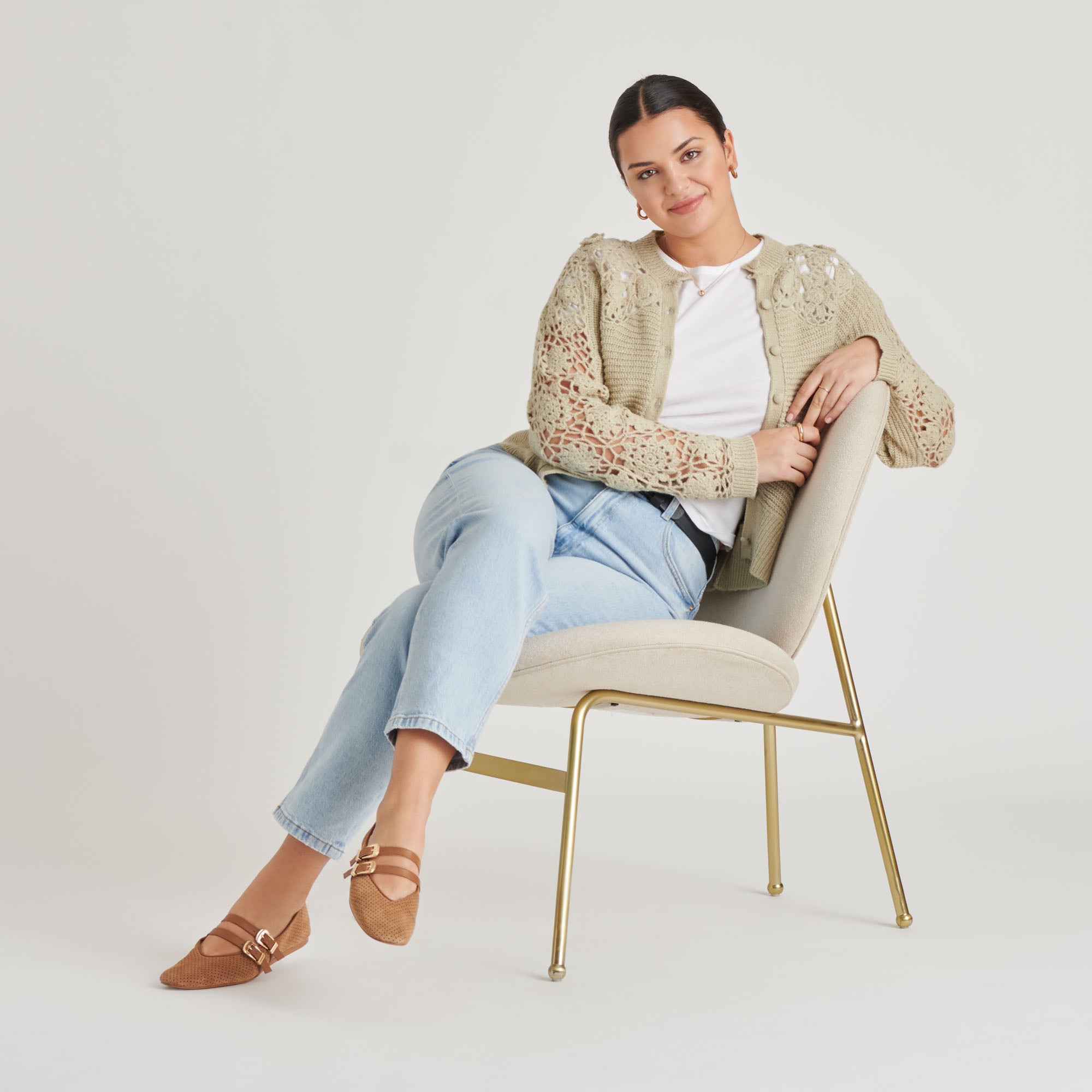 BAYLEE Women's Ballet Flats - Pecan Perforated Suede Loafers for Comfort & Style | Perfect for Work, Casual Outfits & Travel