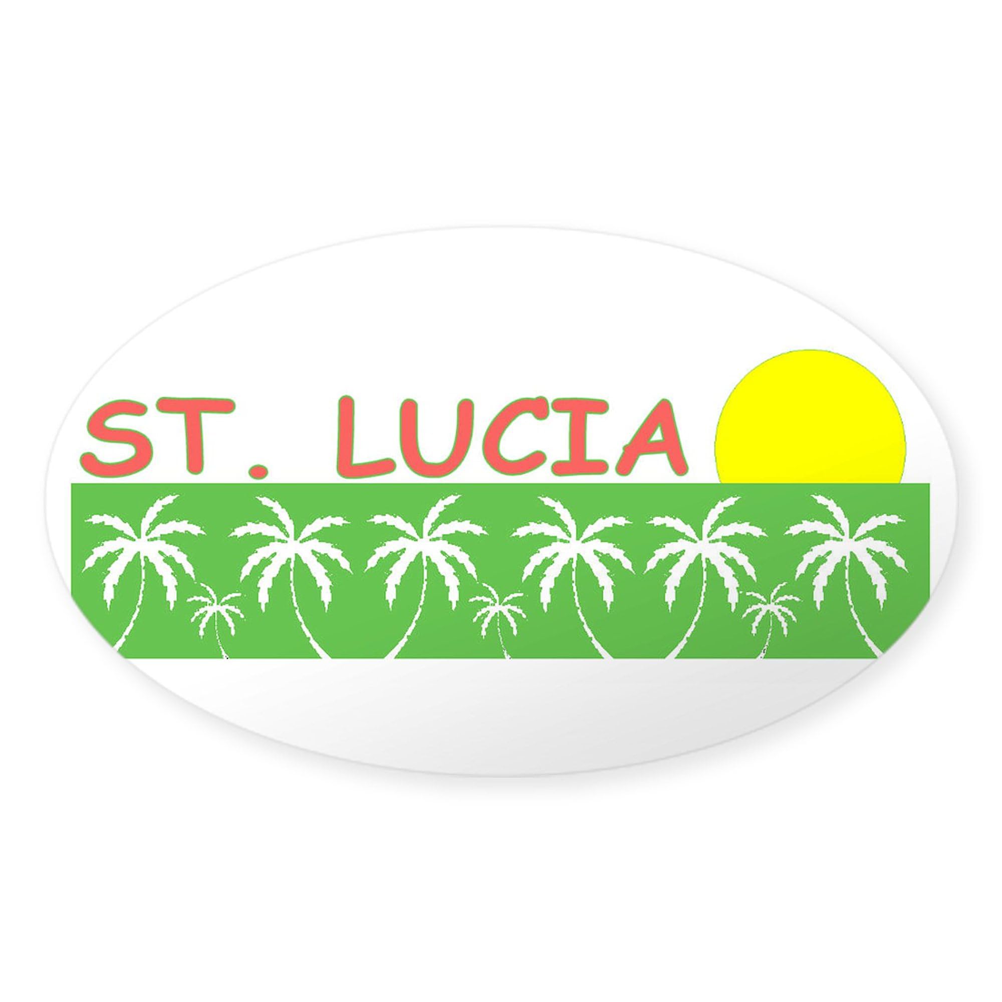 St. Lucia Oval Car Bumper Sticker - Decorative Vinyl Decal for Cars, Laptops, Windows | Perfect for Travel Lovers & Island Themed Decor