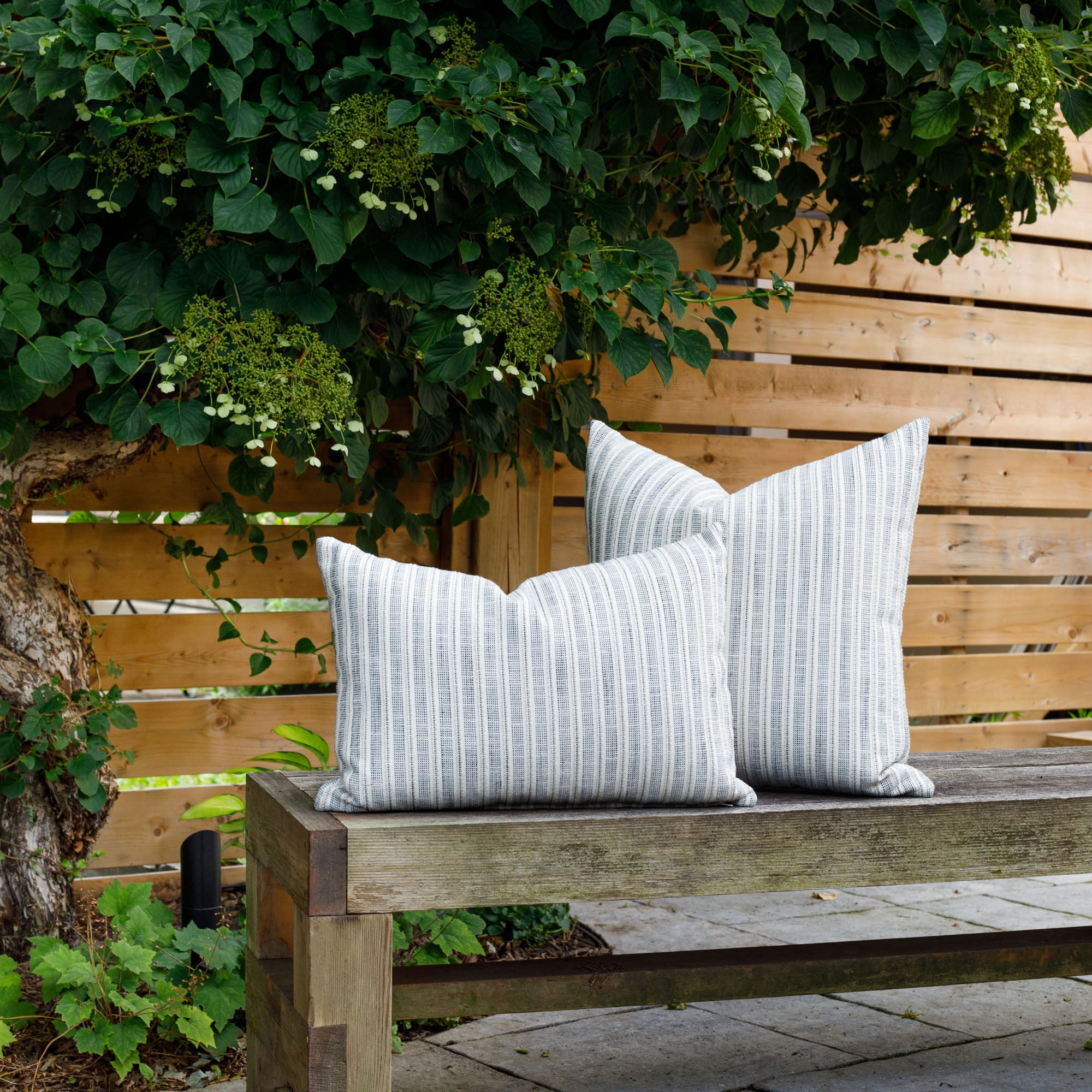 Amalfi Stripe 14x20 Outdoor Lumbar Pillow - Waterproof Patio Cushion for Garden, Poolside & Porch Decor - Domino Pattern Throw Pillow for Outdoor Furniture