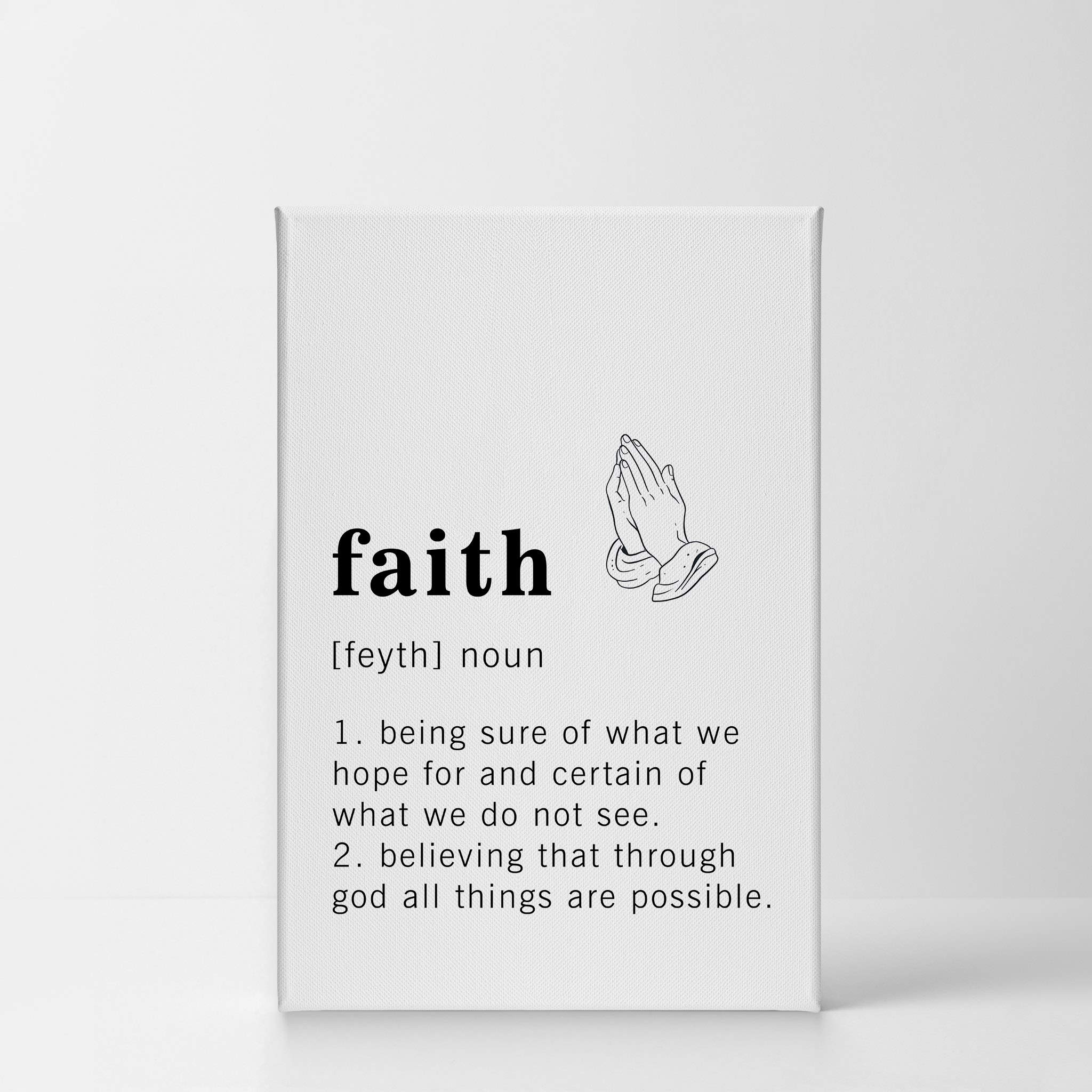 Funny Noun Dictionary Definition of Faith Canvas Print - Inspirational Quote Wall Art for Office, Living Room, Bedroom & Bathroom Decor - Ready to Hang 40x30 Inches - Made in USA - Perfect Gift for Housewarming & Home Decoration