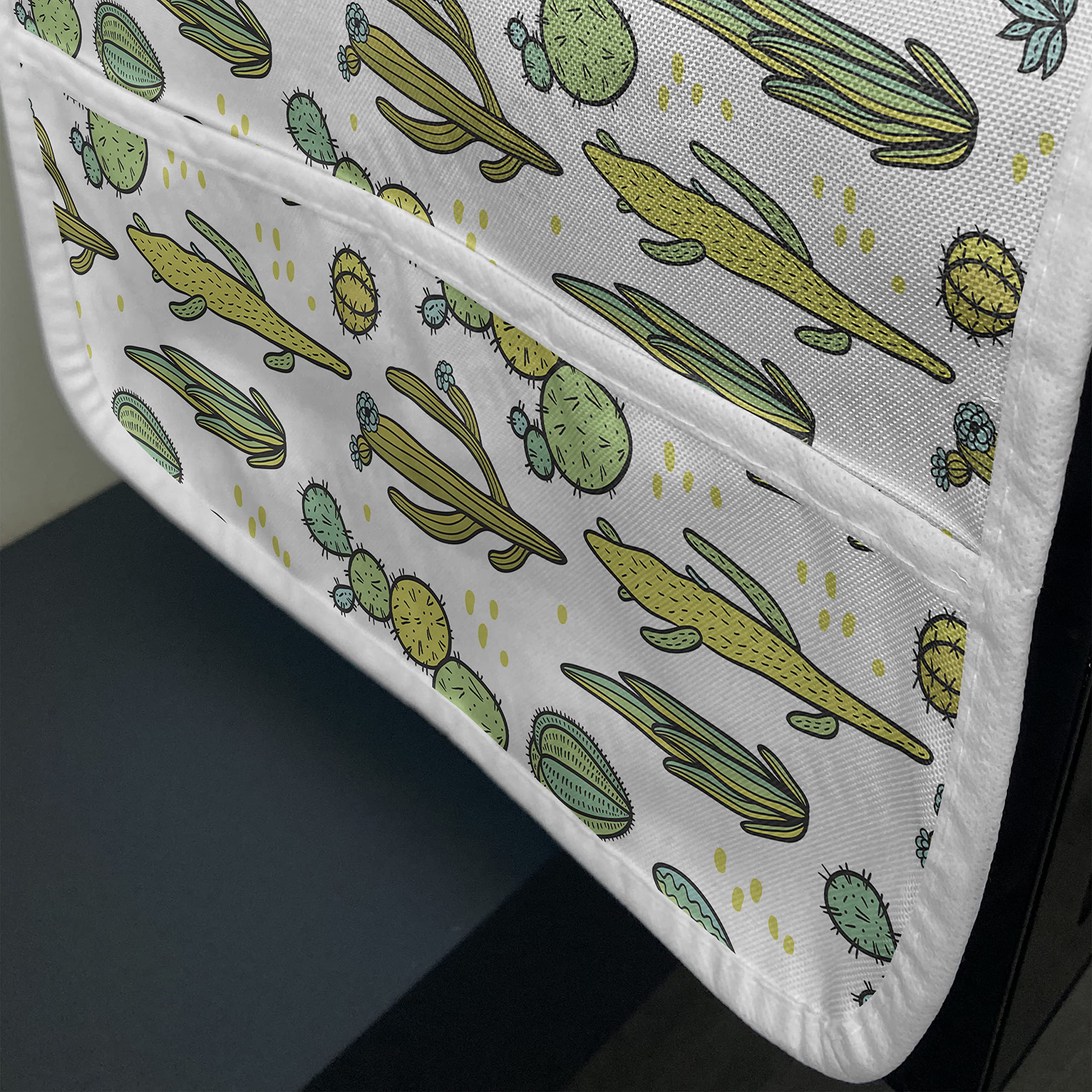 Ambesonne Cactus Microwave Cover - Hand Drawn Botanical Floral Pattern, Water Resistant Kitchen Organizer with Pockets, 36