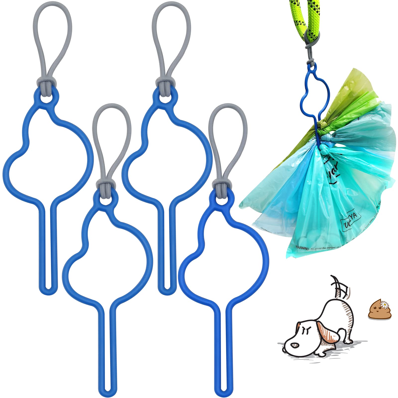 YUCHIYA 4 Pack Dog Poop Bag Dispenser - Hands-Free Leash Attachment for Pet Waste Bags, Universal Fit for All Dog Leashes | Convenient Dog Walking Accessories for Carrying Used Poo Bags Until Disposal | Perfect for Park Walks, Hiking & Neighborhood Strolls