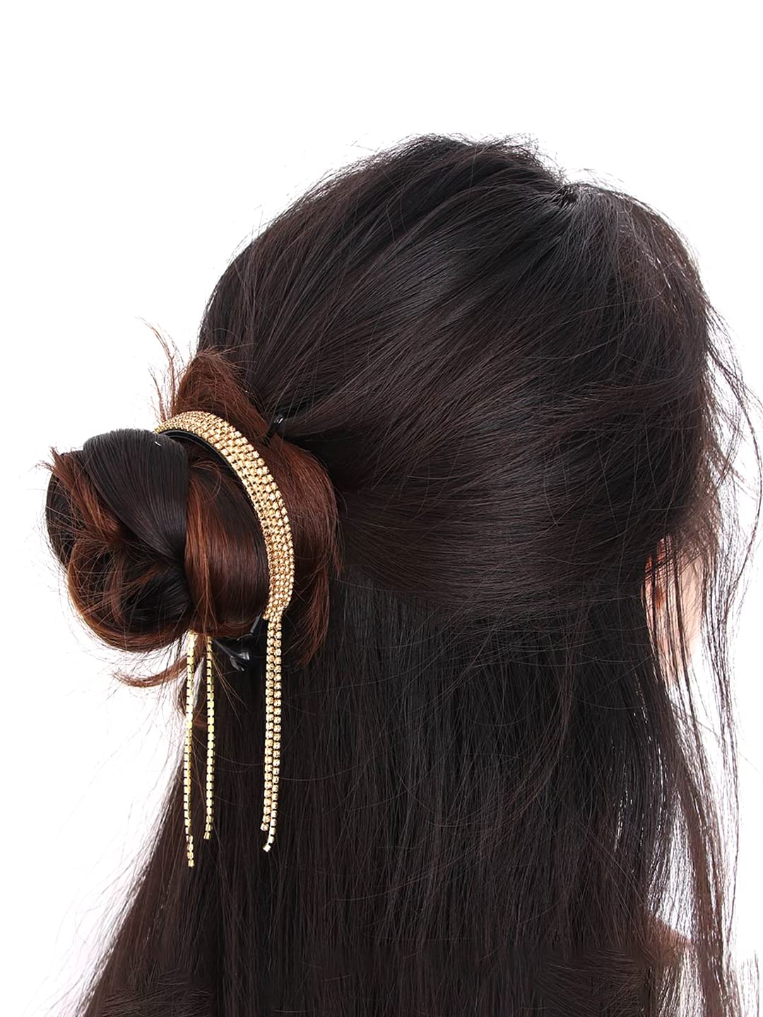 Elegant Yellow Chime Claw Hair Clips for Women & Girls - Rhinestone Crystal Tassel Ponytail & Bun Clips - Perfect Hair Accessories for Parties, Weddings & Daily Styling