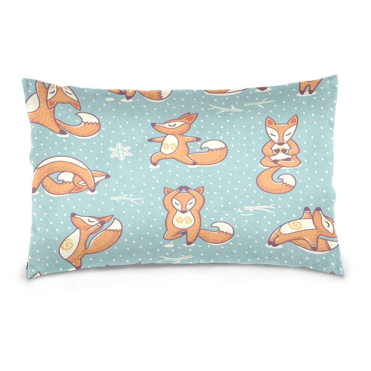 Funny Fox Print Zippered Pillow Cover 16x24 Inches - Cute Animal Design Home Decor for Sofa, Bed & Couch - Florence Collection Yoga Throw Pillowcase Cover