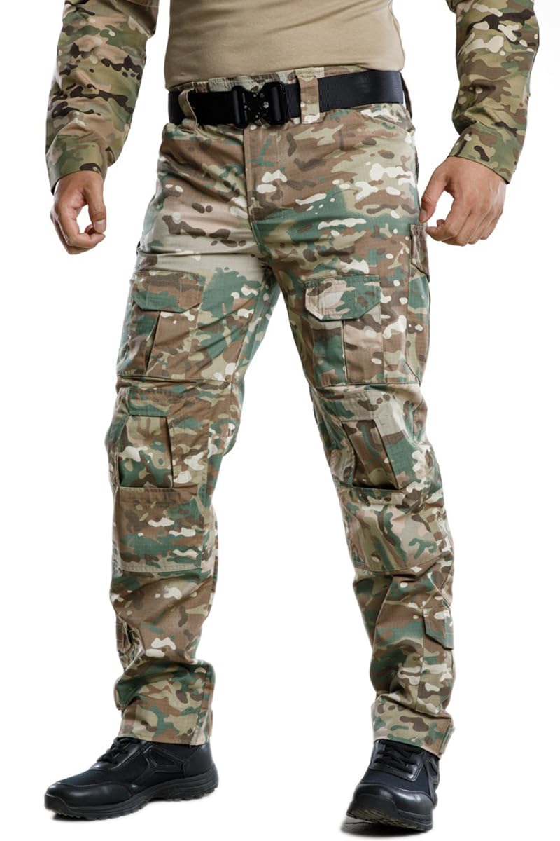 TRGPSG Men's Hiking Pants - Ripstop Camouflage Cargo Pants with Multiple Pockets for Outdoor Adventures, Casual Work & Travel