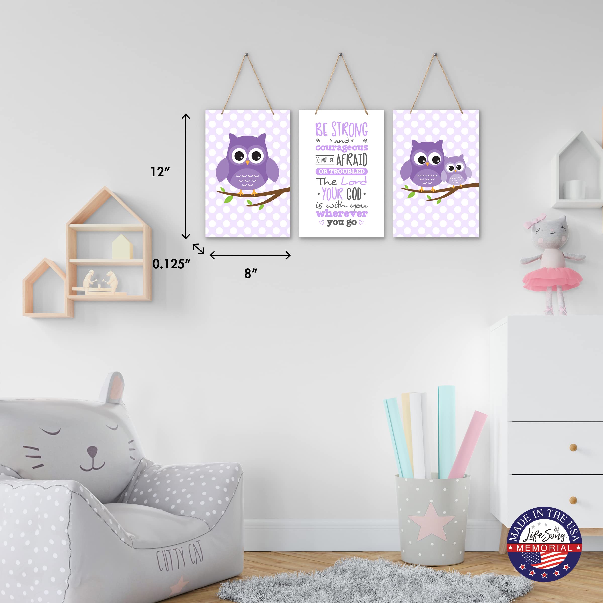 LifeSong Milestones 3-Piece Owl Wall Decor Set - Modern Wooden Nursery Wall Art for Baby Room, Kids Bedroom & Playroom Decor - Perfect for Gender Neutral Nursery Themes & Toddler Room Decorations