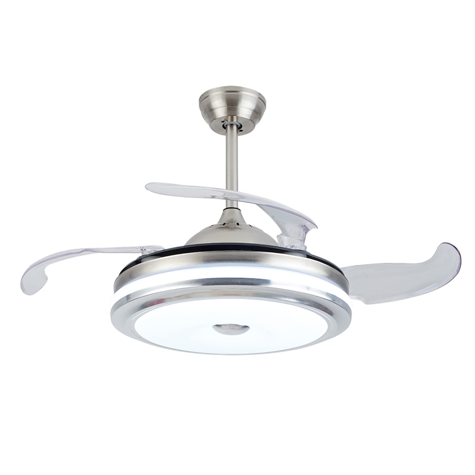 36 Inch Invisible Ceiling Fan with Light - Remote Control, 3 Color Temperatures & 3 Speed Settings - Durable Retractable Chandelier for Bedroom, Living Room, Office, and Dining Room - Perfect for Home Cooling and Decorative Lighting