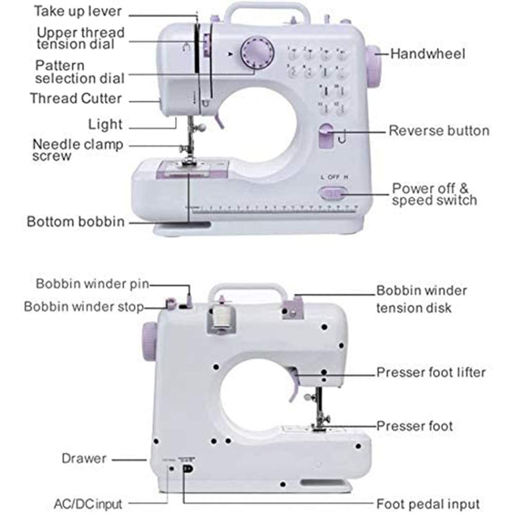**Inkec Mini Electric Sewing Machine - Portable Household & Crafting Sewing Machine with 12 Built-in Floral Stitches, Foot Pedal & Handheld Operation - Perfect for Beginners, DIY Projects, Mending Clothes & Home Decor**    *(Use Cases: Ideal for quick repairs, DIY crafts, sewing small fabrics, hemming clothes, and creating handmade gifts.)*