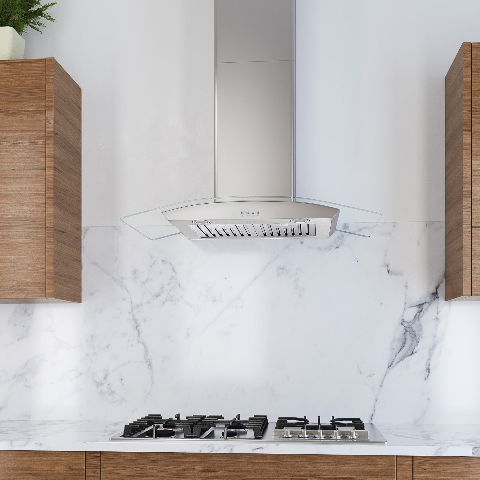 36 Inch Tornado II 600 CFM Wall Mount Range Hood with Glass Canopy - Powerful Kitchen Ventilation for Smoke & Odor Removal - Perfect for Modern Kitchens, Restaurants & Open Concept Homes