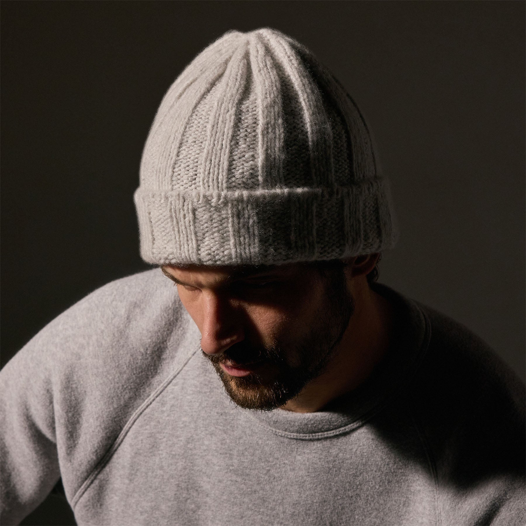 Luxury Textured Cashmere Beanie for Men & Women - Soft Winter Hat with Mist Grey Color - Perfect for Skiing, Hiking & Cold Weather Fashion