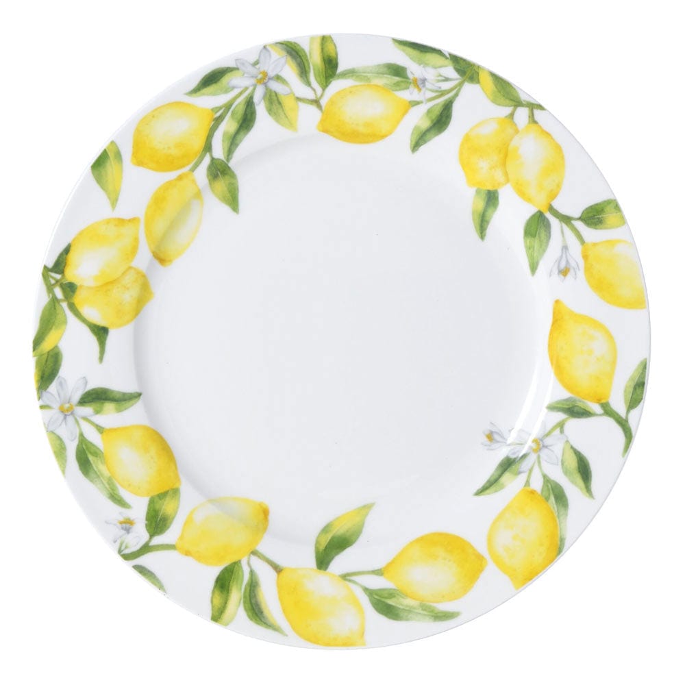 Premium Lemons Design Ceramic Dinner Plates - Set of 4, 10.5 Inch Round Plates for Dining, Kitchen & Party Serving - Dishwasher & Microwave Safe