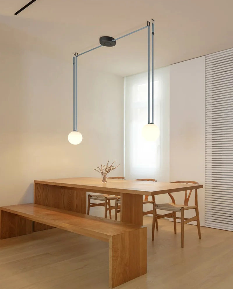 Modern Suspended Sphere Belted Pendant Light - Industrial Style Ceiling Fixture for Dining Room, Kitchen Island & Bedroom Decor