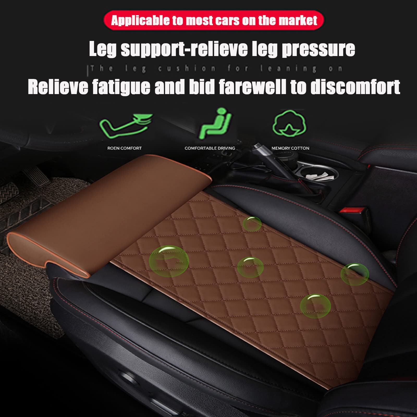 Car Seat Extender Cushion - Adjustable Leg Support Pillow for Long-Distance Driving | Comfortable Knee Pad for Car, Bus, Train & Office Chairs | Beige Long Strip Design | Perfect for Road Trips & Commuting