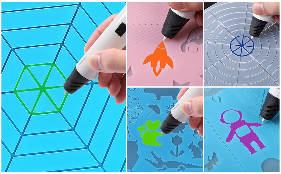 3D Printing Mat for Beginners - 12.2x11.4 Inch Non-Stick Work Surface for 3D Pens | Compatible with All 3D Pen Filaments & Stencils | Perfect for Kids, Artists & DIY Projects (Blue)