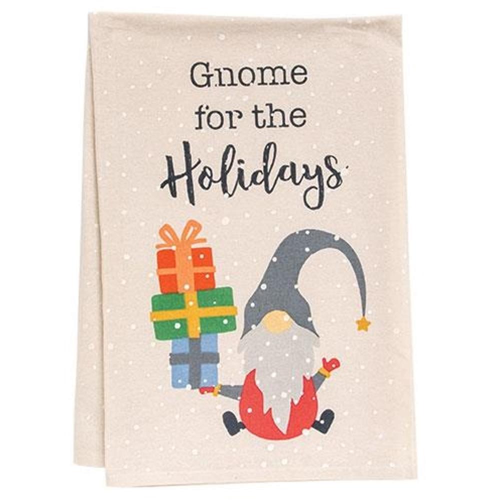 Festive Holiday Gnome Dish Towel - Christmas Kitchen Decor, Gift for Home & Hostess - Perfect for Holiday Parties & Cozy Winter Dinners