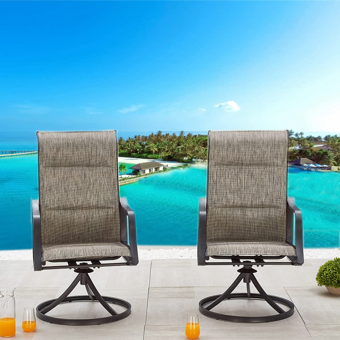 LOKATSE HOME 6-Piece Patio Dining Swivel Chair Set - Outdoor Bistro Furniture for Backyard, Deck, Garden, Porch & Yard - Weather-Resistant Grey Chairs for Entertaining & Relaxation