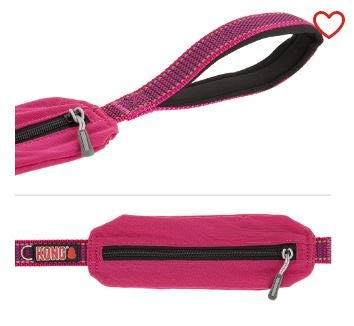 KONG Accessory Pocket Padded Handle Dog Leash 4 Feet Pink - Durable Pet Walking Lead for Small to Medium Dogs, Perfect for Daily Walks, Training & Outdoor Adventures
