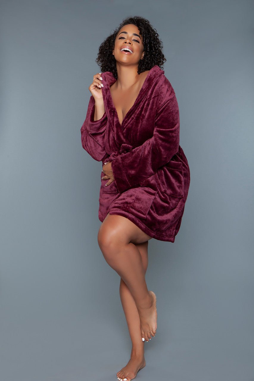BeWicked Women's Kaylee Robe 2259 - Sexy Lingerie Robe for Women, Soft Satin Kimono with Lace Trim, Plus Size Nightwear - Perfect for Boudoir, Bridal Shower & Romantic Nights