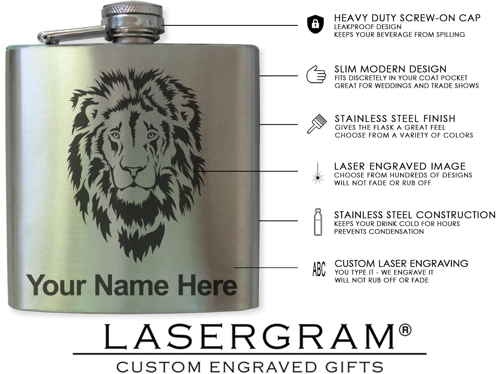 6oz Stainless Steel Flask with Chi Rho Design - Personalized Engraving Included | Durable & Leak-Proof | Perfect for Outdoor Adventures, Camping & Gifts