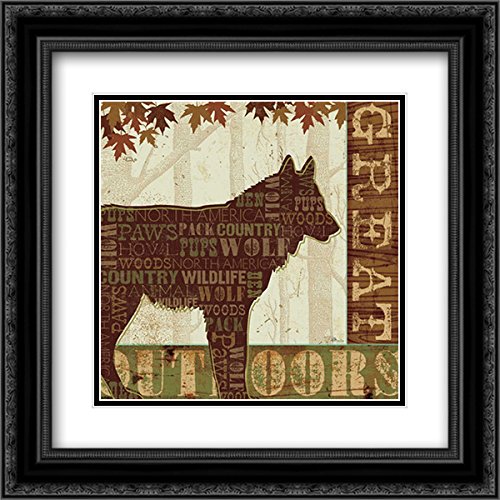 Pela Studio 15x15 Inch Black Ornate Framed Double Matted Museum Art Print - Woodland Words III Wall Decor for Living Room, Bedroom & Office