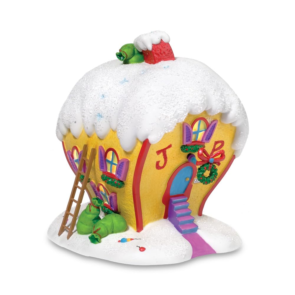 Department 56 Dr. Seuss The Grinch Village Cindy Lou Who's House - LED Lit Christmas Collectible, Hand-Painted Porcelain Holiday Decor (7.48 Inch) - Perfect for Christmas Village Displays, Mantel Decorations & Festive Home Decor