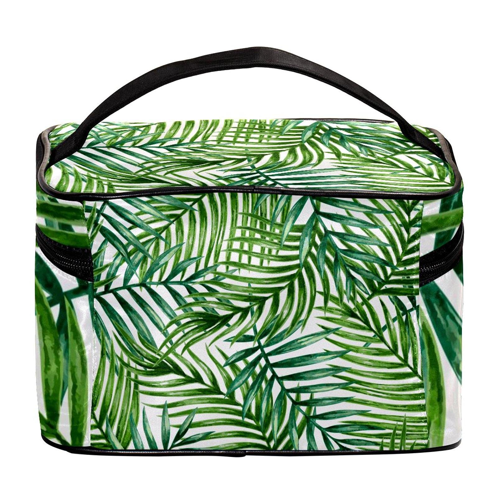 Waterproof Tropical Palm Leaves Cosmetic Bag for Women - Travel Toiletry Organizer & Makeup Pouch for Beach Vacation, Gym, and Daily Use
