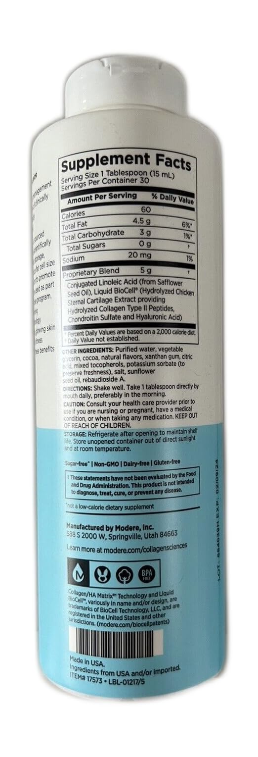 **Trim Chocolate 15.2 fl oz with Scoop - CLA & Liquid Collagen Chocolate for Weight Management & Skin Health - Perfect for Smoothies, Coffee & Healthy Desserts**