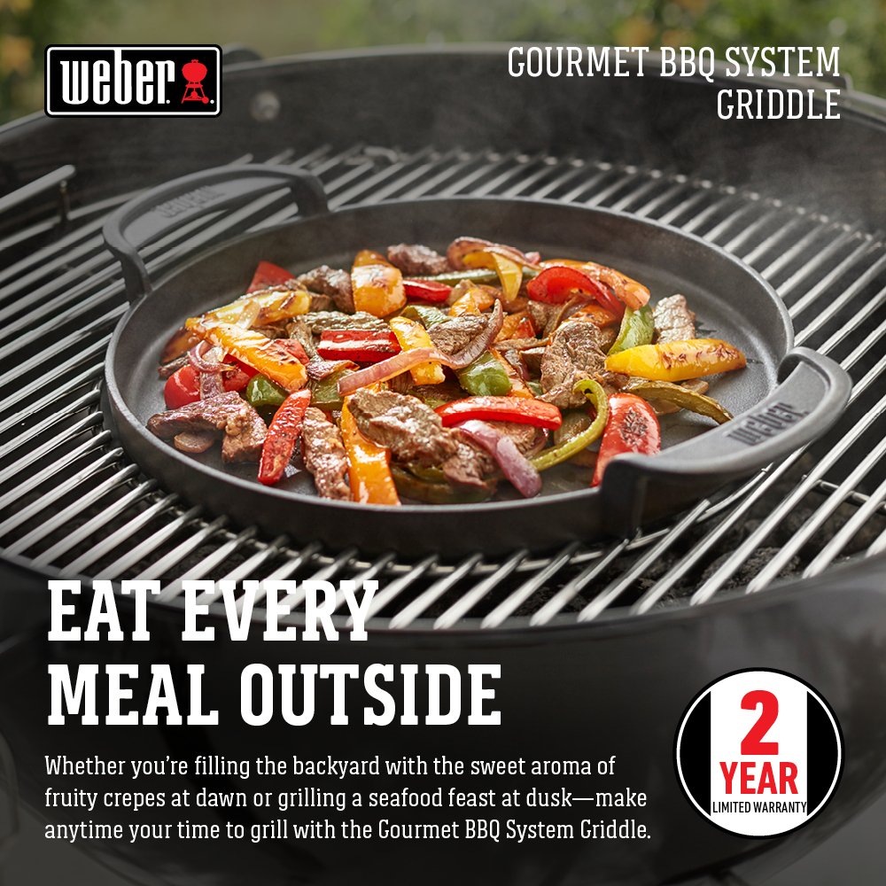 Weber Gourmet BBQ System Griddle - Premium Stainless Steel Grill Accessory for Outdoor Cooking | Perfect for Backyard BBQs, Camping & Tailgating