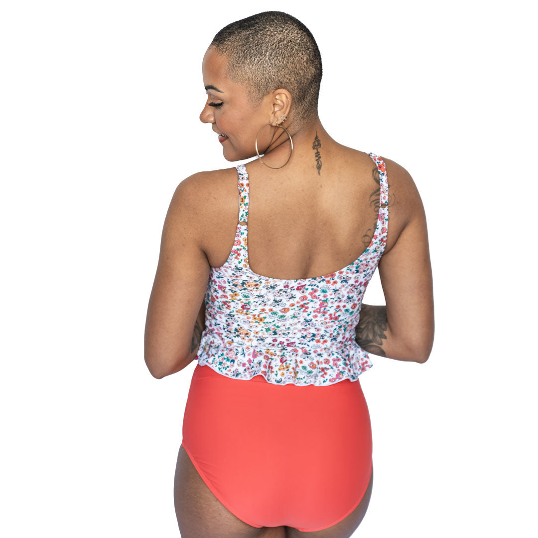 Women's Scoop Neck Peplum Tankini Top - Flattering Swimwear for Beach & Pool - Perfect for Summer Vacations and Resort Wear